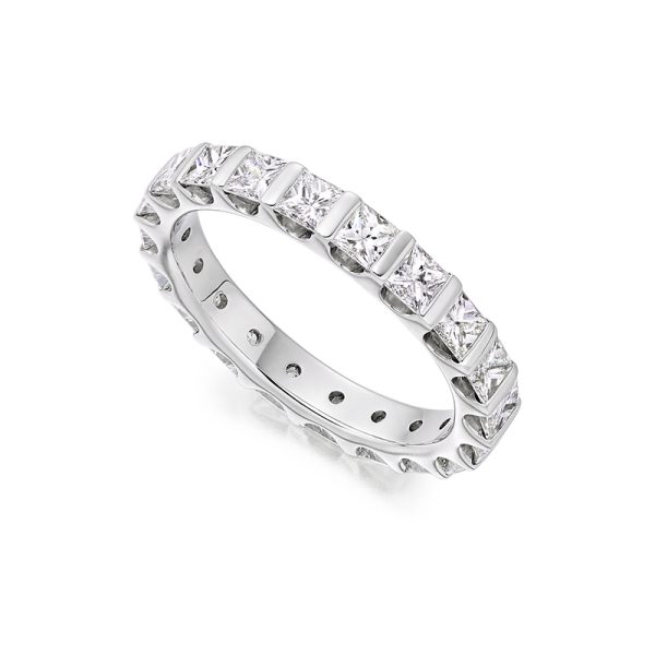 Bar setting princess diamond full eternity ring