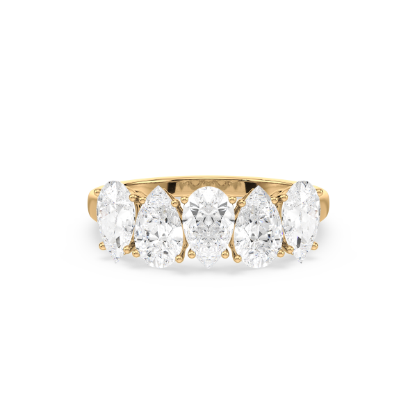 5 stone Pear shaped lab diamond ring Dubai