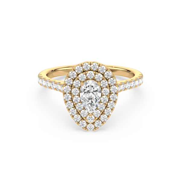 Double Halo Pear diamond ring