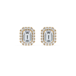 Emerald cut diamond Stud with halo