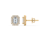 Emerald cut diamond Stud with halo Dubai