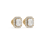 Emerald cut diamond Stud with halo UAE