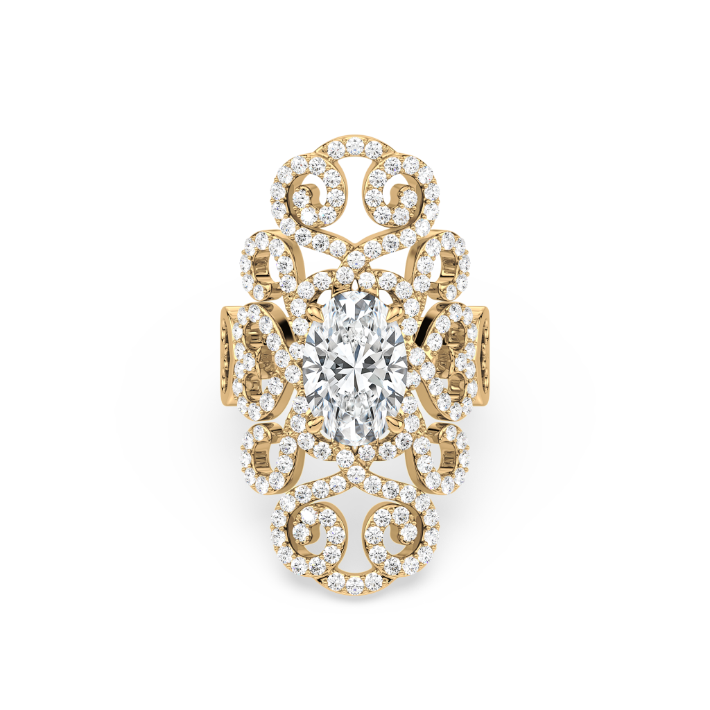 Ornate Oval Diamond Ring