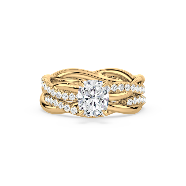 Oval Diamond Ring with Intertwined Band