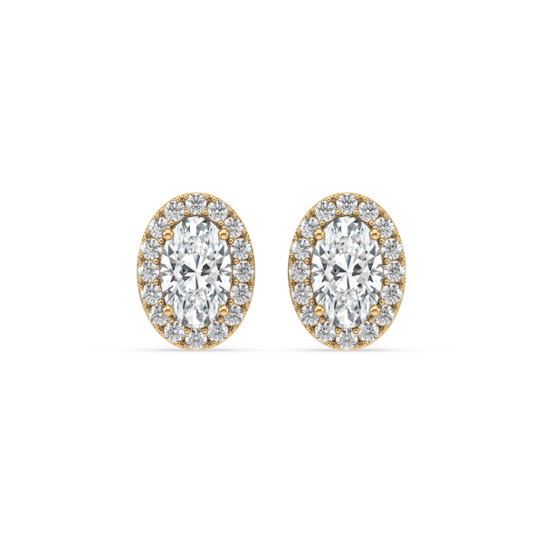 Oval cut diamond Stud with halo