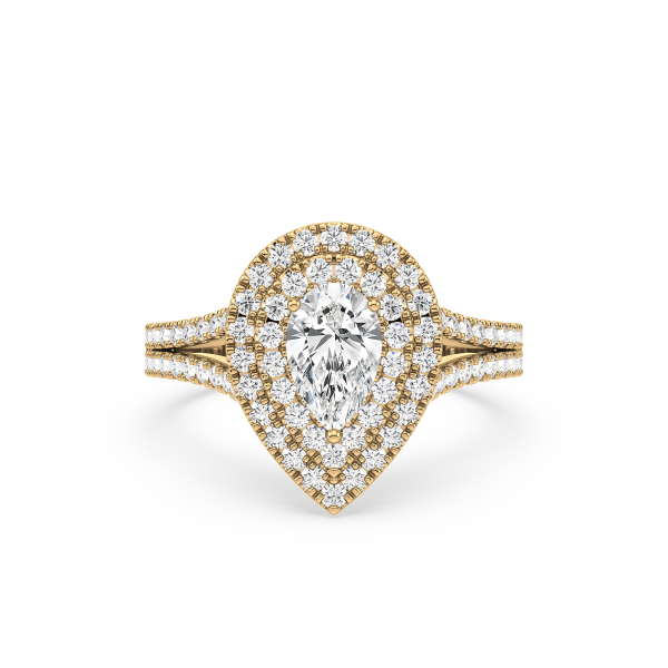 Pear Diamonds Double Halo Ring