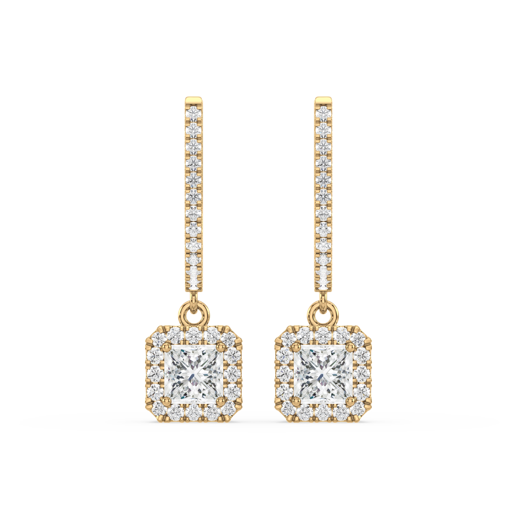 Princess-Cut Diamond Dangle Earrings