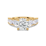 Round Engagement Ring with Princess shoulder diamonds
