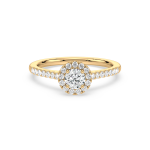 Round lab diamond halo engagement ring