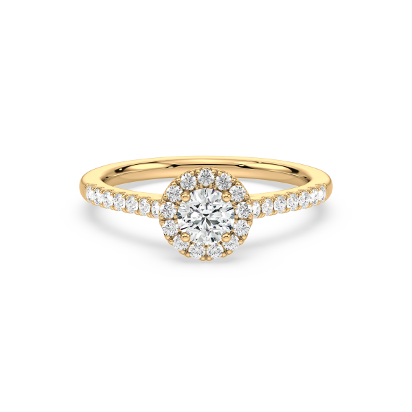 Round lab diamond halo engagement ring