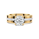 Wide Band Round Diamond Engagement Ring