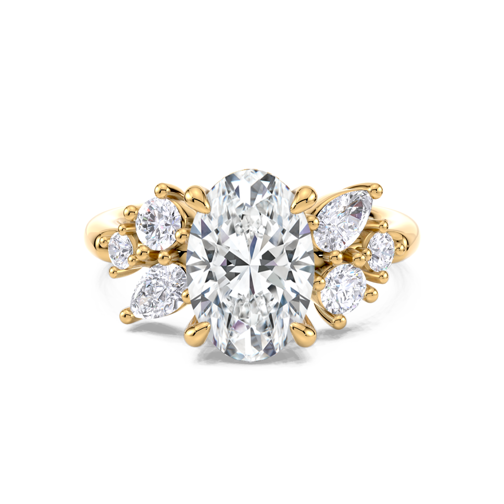 Oval diamond floral ring