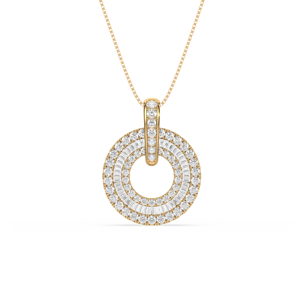 Round & Baguette diamond pendant