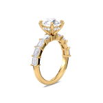 Round diamond ring with side emerald diamonds Dubai