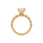 Round diamond ring with side emerald diamonds UAE