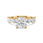 Round diamond ring with side emerald diamonds